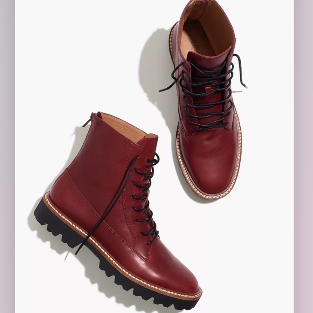Madewell The Citywalk Lugsole Lace-Up Boot in Leather NB948